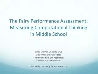 The Fairy Performance Assessment: Measuring Computational Thinking in Middle School