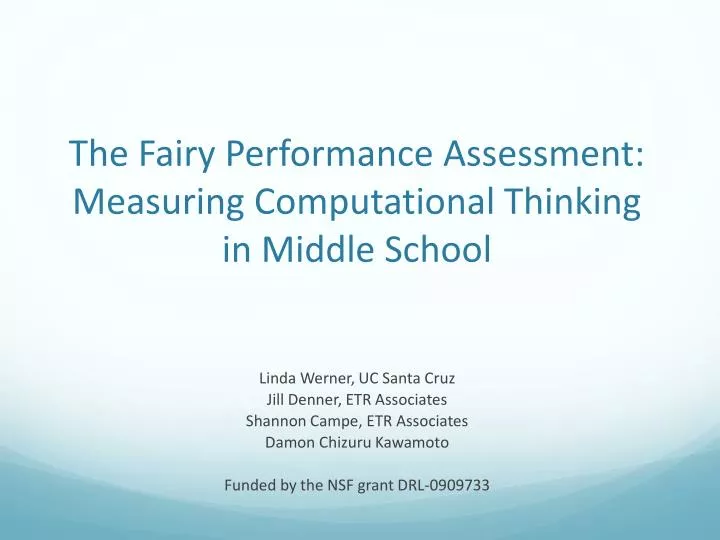 the fairy performance assessment measuring computational thinking in middle school