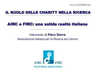 il ruolo delle charity nella ricerca