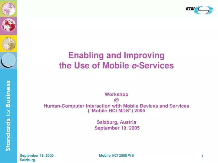 enabling and improving the use of mobile e services