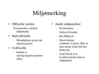 milj merking