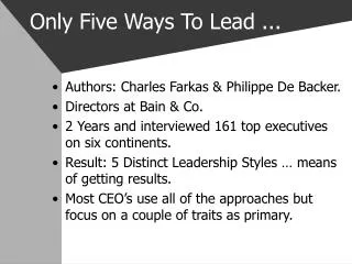 Only Five Ways To Lead ...