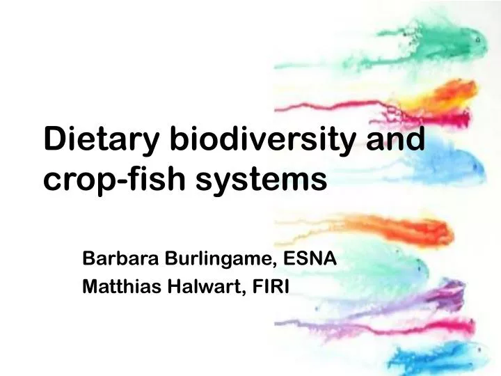 dietary biodiversity and crop fish systems