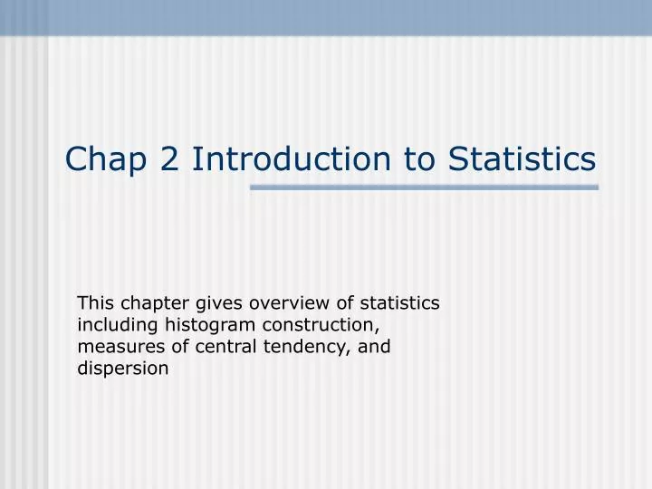 chap 2 introduction to statistics