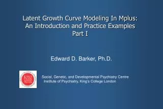 Latent Growth Curve Modeling In Mplus: An Introduction and Practice Examples Part I
