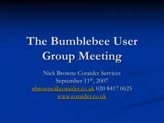 The Bumblebee User Group Meeting
