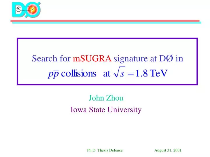 search for msugra signature at d in