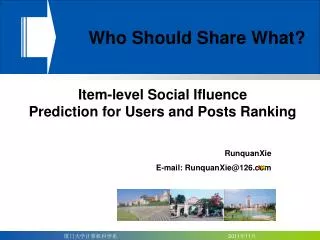Item-level Social Ifluence Prediction for Users and Posts Ranking