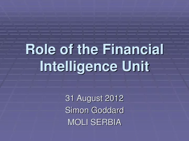 role of the financial intelligence unit