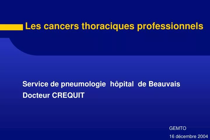 les cancers thoraciques professionnels