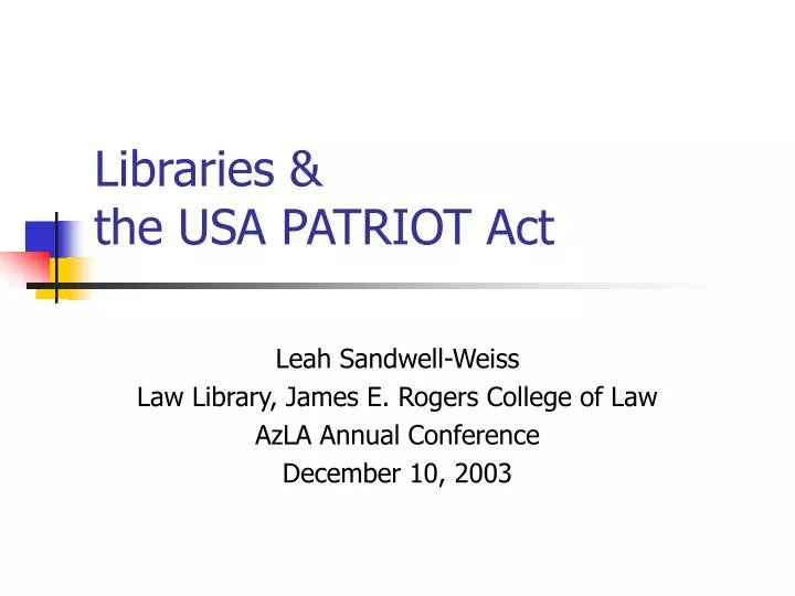 libraries the usa patriot act