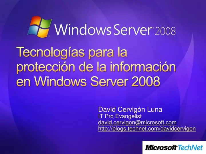 tecnolog as para la protecci n de la informaci n en windows server 2008