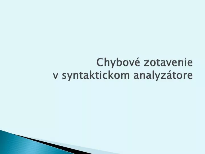 chybov zotavenie v syntaktickom analyz tore