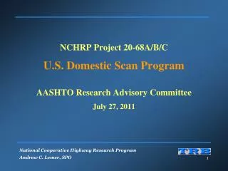 NCHRP 20-68: Domestic Scan Program Direction
