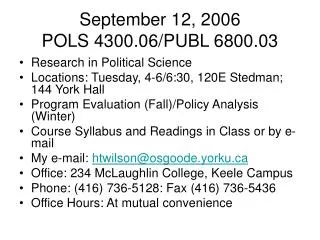 September 12, 2006 POLS 4300.06/PUBL 6800.03