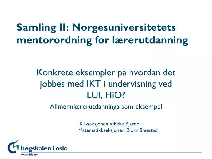 samling ii norgesuniversitetets mentorordning for l rerutdanning