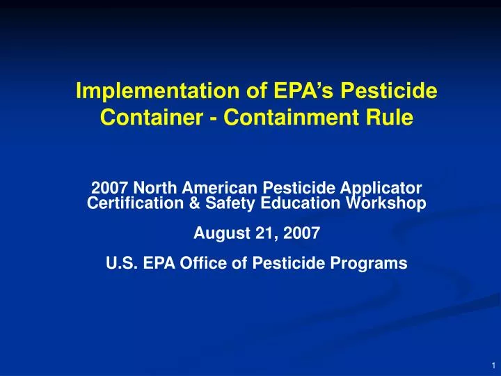 implementation of epa s pesticide container containment rule