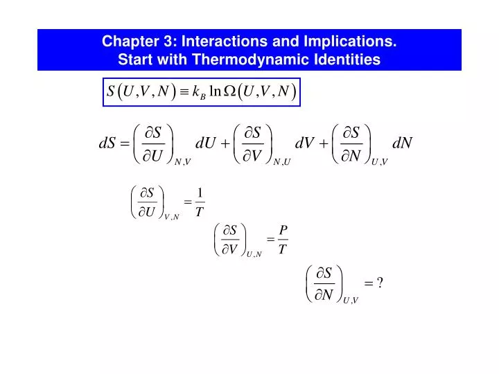 chapter 3 interactions and implications start with thermodynamic identities