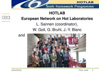 HOTLAB European Network on Hot Laboratories L. Sannen (coordinator),
