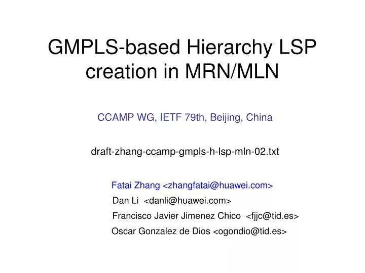 gmpls based hierarchy lsp creation in mrn mln