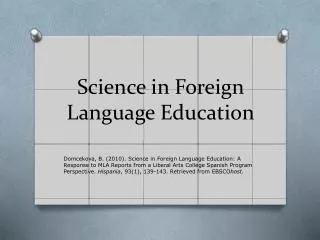 Science in Foreign Language Education