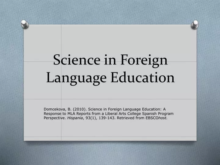 science in foreign language education