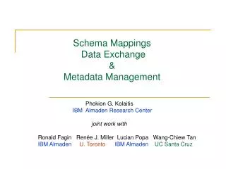 schema mappings data exchange metadata management