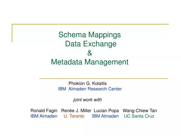 schema mappings data exchange metadata management