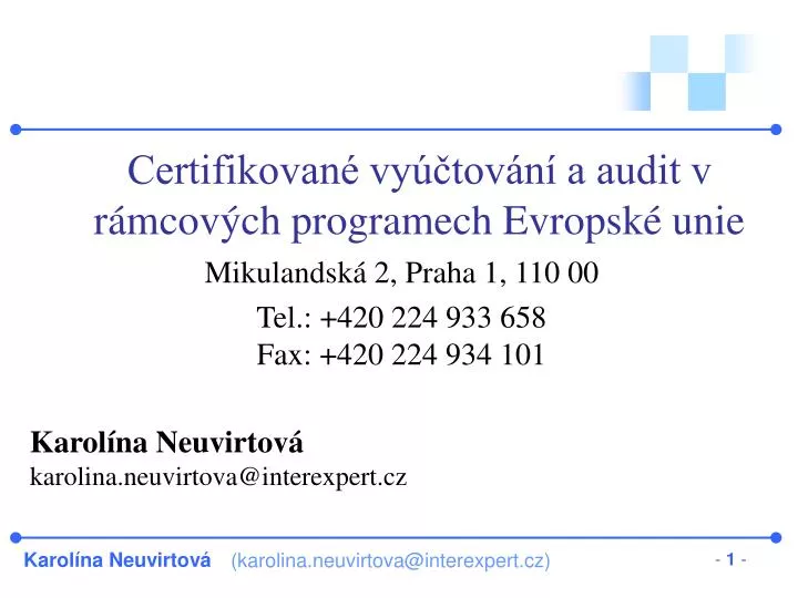 certifikovan vy tov n a audit v r mcov ch programech evropsk unie