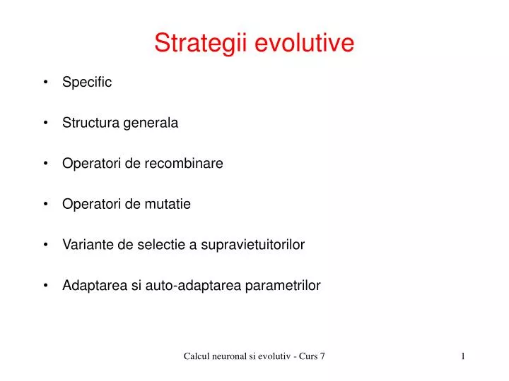 strategii evolutive