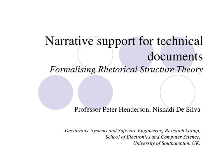 narrative support for technical documents formalising rhetorical structure theory