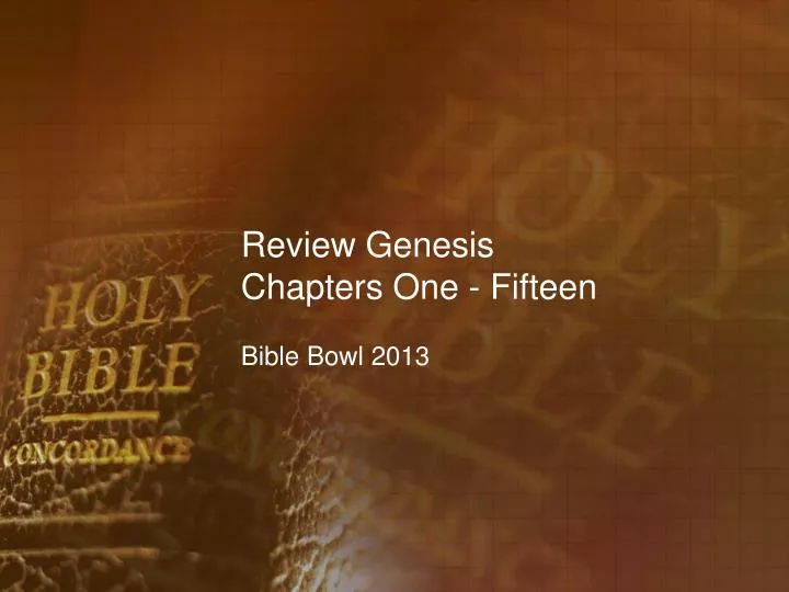 review genesis chapters one fifteen