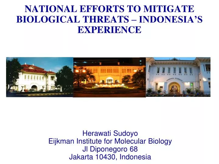 national efforts to mitigate biological threats indonesia s experience