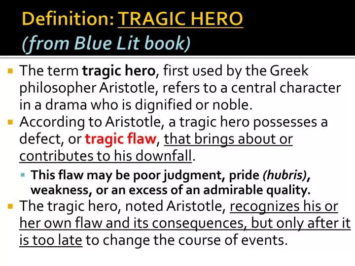 definition tragic hero from blue lit book