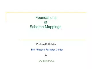 Foundations of Schema Mappings