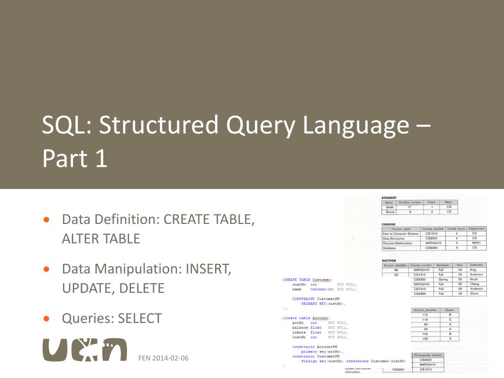 PPT - SQL: Structured Query Language – Part 1 PowerPoint Presentation ...