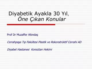 Diyabetik Ayakla 30 Yıl , Öne Çıkan Konular