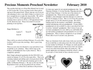Precious Moments Preschool Newsletter February 2010