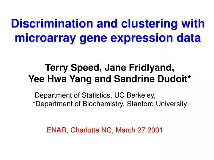discrimination and clustering with microarray gene expression data
