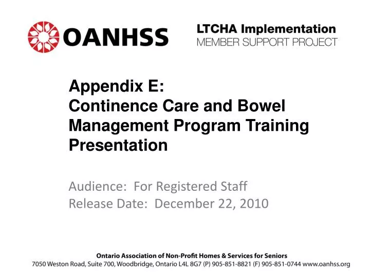 appendix e continence care and bowel management program training presentation