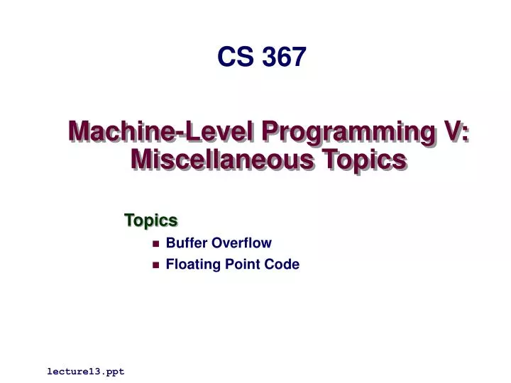 machine level programming v miscellaneous topics