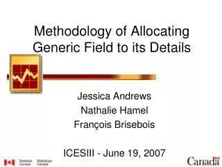 Methodology of Allocating Generic Field to its Details