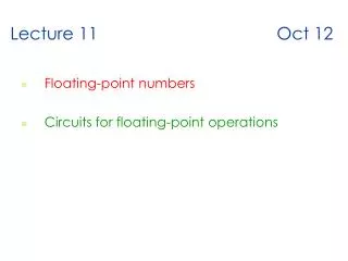 Lecture 11 Oct 12