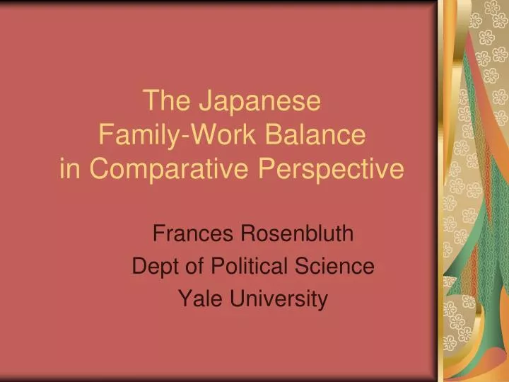 the japanese family work balance in comparative perspective