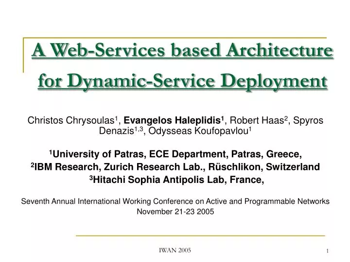 a web services based architecture for dynamic service deployment