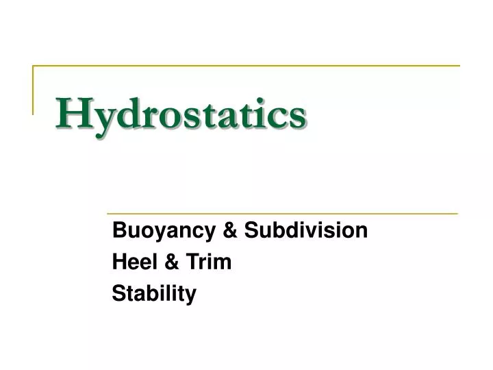 hydrostatics