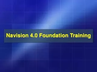 Navision 4.0 Foundation Training
