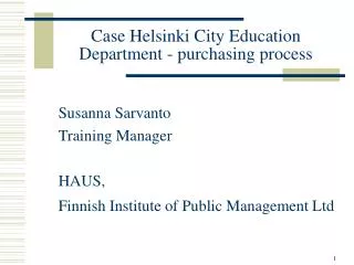 Case Helsinki City Education Department - purchasing process