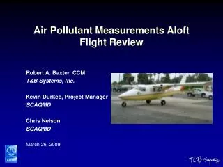 Air Pollutant Measurements Aloft Flight Review