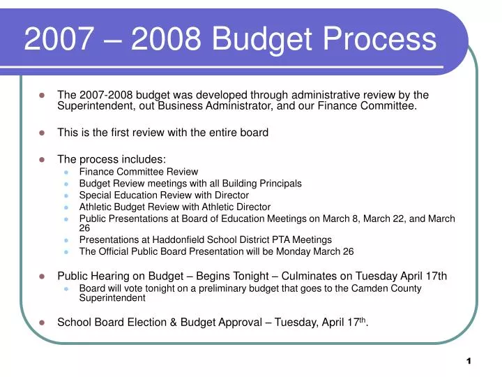 2007 2008 budget process